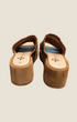 Madison Shop Helena Backer chestnut suede platform sandals with braided leather trim and gold metal accents