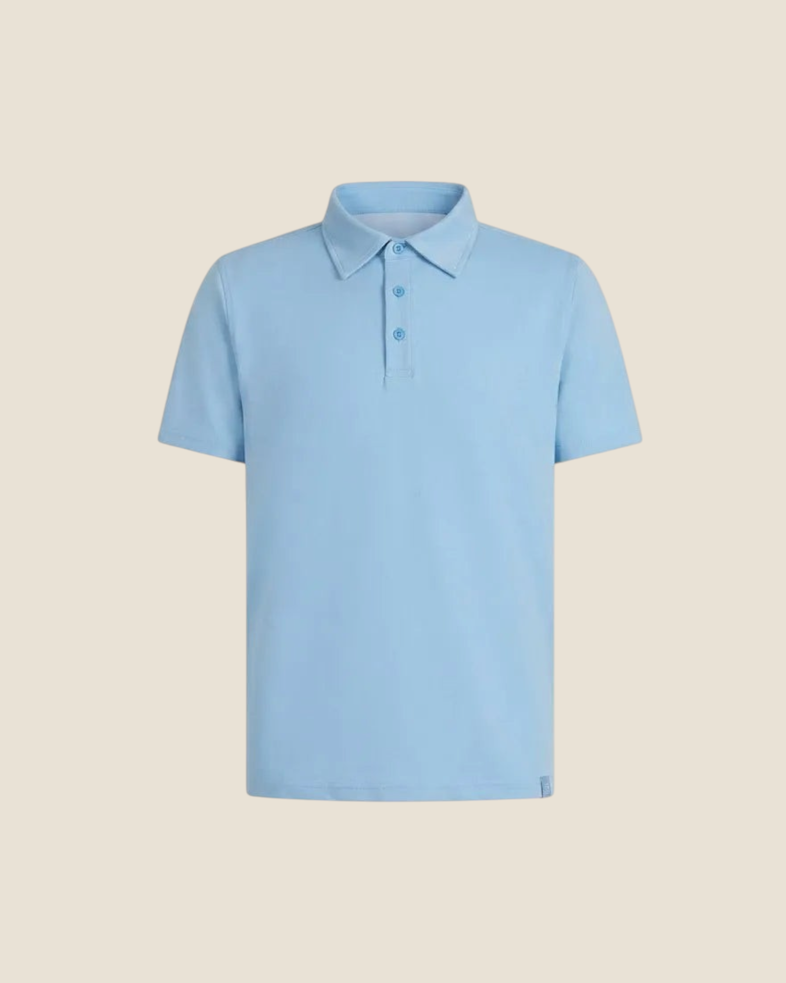 Madison Shop light blue short-sleeve polo shirt in 100% cotton with a classic collar and three-button placket.