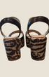 Madison Shop Helena Backer dark brown leather wedge sandals with leopard print rope heel and ankle strap