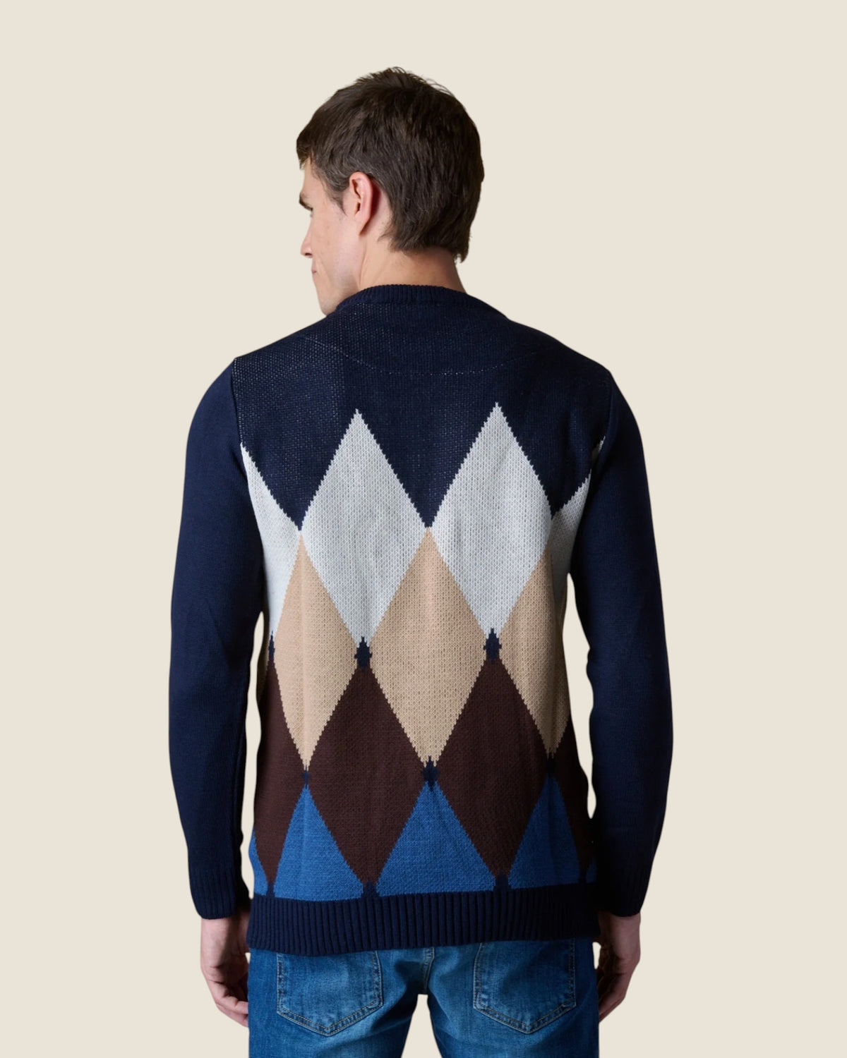 Maglione Girocollo con intarsio Rombi Blu (5)