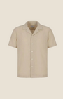 Madison Shop beige short-sleeve shirt with a classic collar and button-down front in a lightweight polyester fabric.