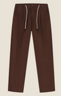 Madison Shop brown cotton chino trousers with front pleats and a contrasting drawstring waist for a smart-casual look.