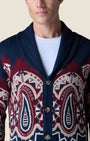Cardigan Sciallato con intarsio Jaquard Paisley Blu (4)