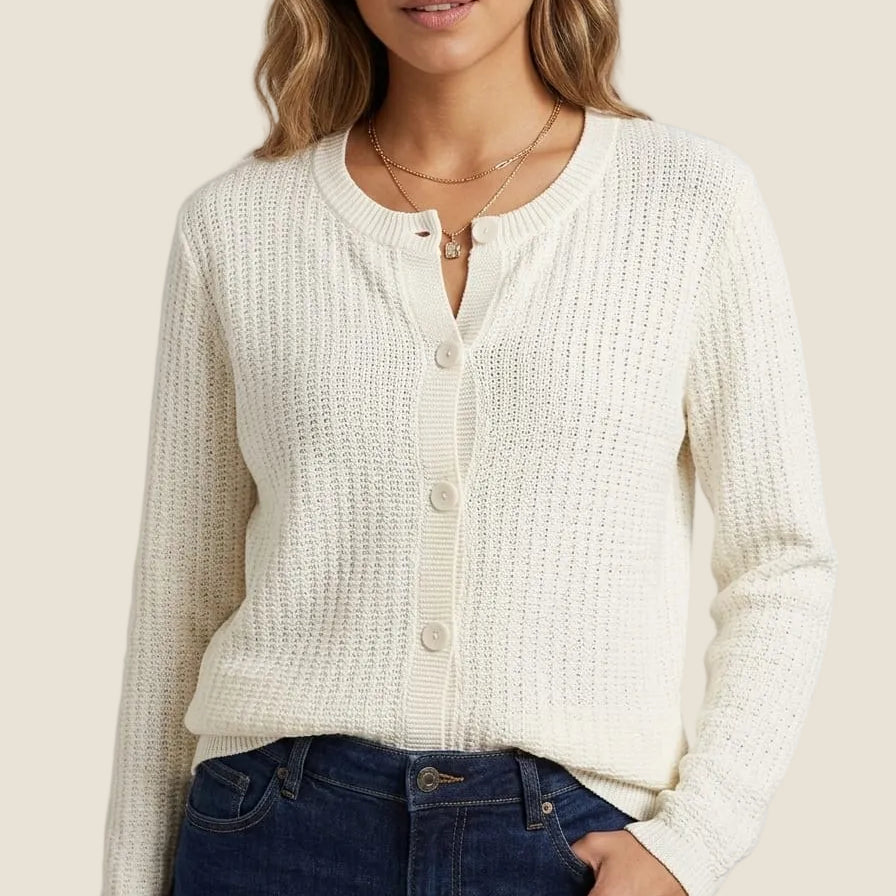 Isa B. - Cardigan Girocollo in Maglia Strutturata