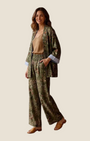 Madison Shop Dafne kimono and palazzo pants set in olive green botanical print with striped viscose lining