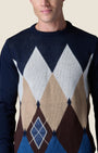 Maglione Girocollo con intarsio Rombi Blu (4)