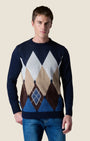 Maglione Girocollo con intarsio Rombi Blu (2)