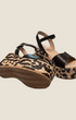 Madison Shop Helena Backer dark brown leather wedge sandals with leopard print rope platform and ankle strap