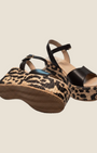 Madison Shop Helena Backer dark brown leather wedge sandals with leopard print rope platform and ankle strap