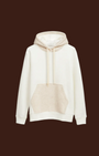 Felpa con cappuccio Madison Shop color crema in misto cotone con tasca a marsupio e dettagli a spina di pesce