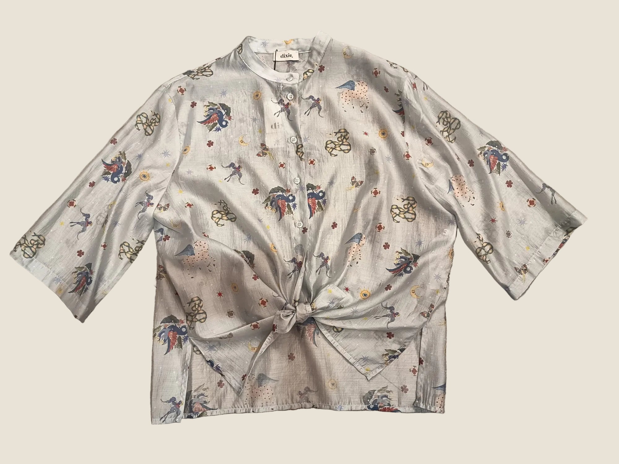 Dixie - Camicia con Stampa Fantastica e Nodo Frontale