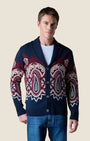 Cardigan Sciallato con intarsio Jaquard Paisley Blu (1)