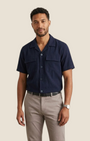 Camicia a maniche corte blu Madison Shop in viscosa e nylon con colletto a revers e tasche frontali utility