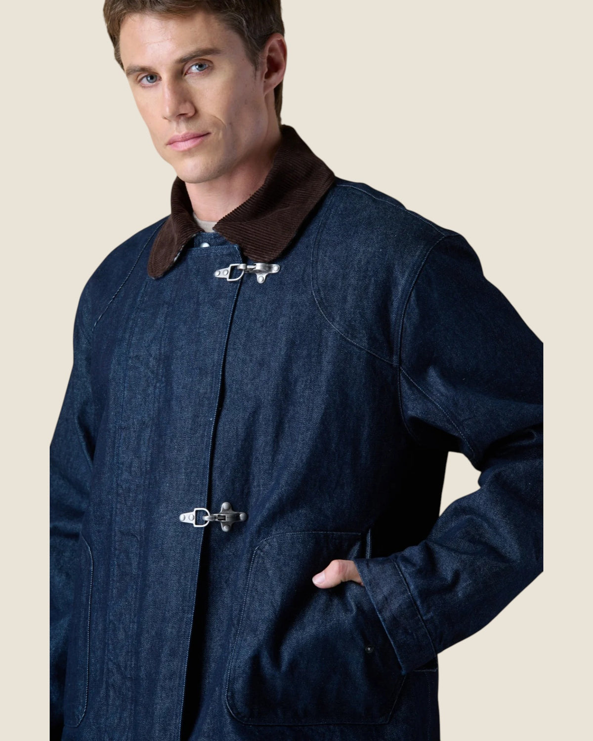 Sahariana Aviator Denim Lavaggio 0 imbottita con collo in Velluto e fodera interna in tessuto V2 (4)