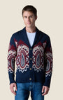 Cardigan Sciallato con intarsio Jaquard Paisley Blu (2)
