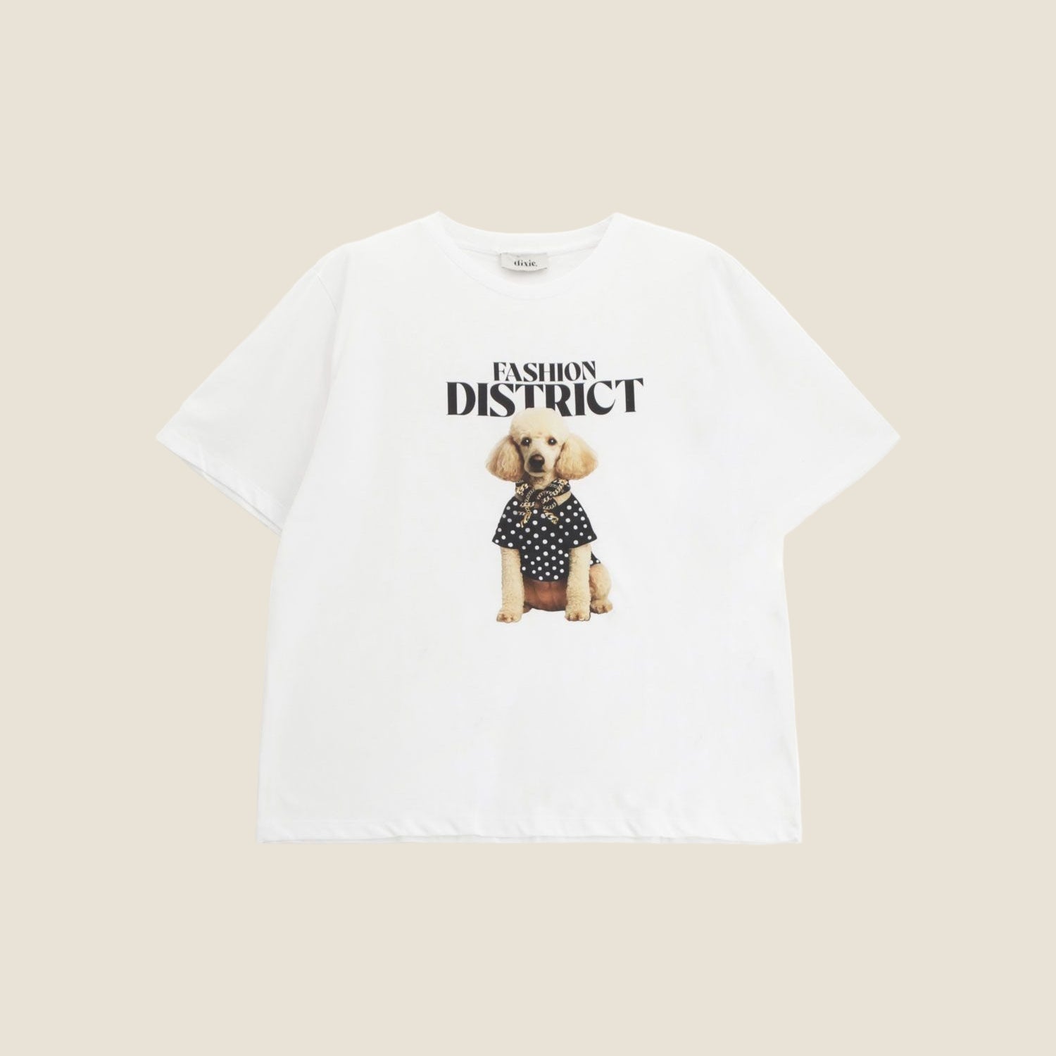 Dixie T-shirt girocollo stampa cane e scritta frontale