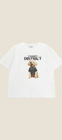 Dixie T-shirt girocollo stampa cane e scritta frontale