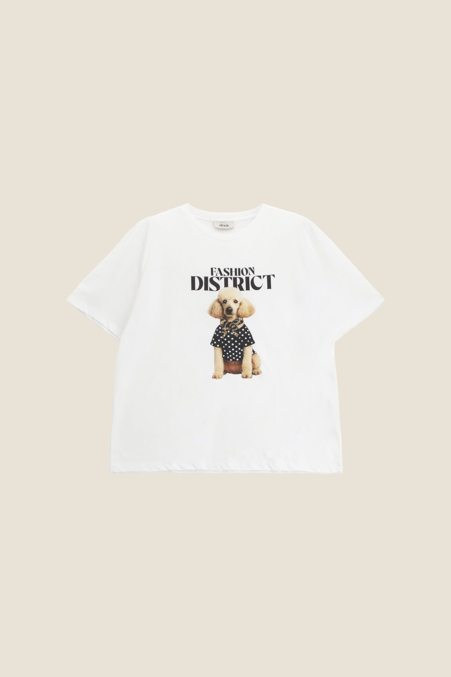 Dixie T-shirt girocollo stampa cane e scritta frontale