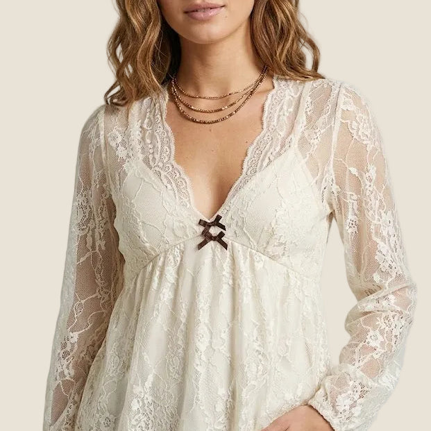 Dixie - Maglia in pizzo con scollo a V