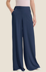 Pantalone a palazzo blu Madison Shop in voile stretch con vita elasticizzata e tasche laterali, vestibilità ampia