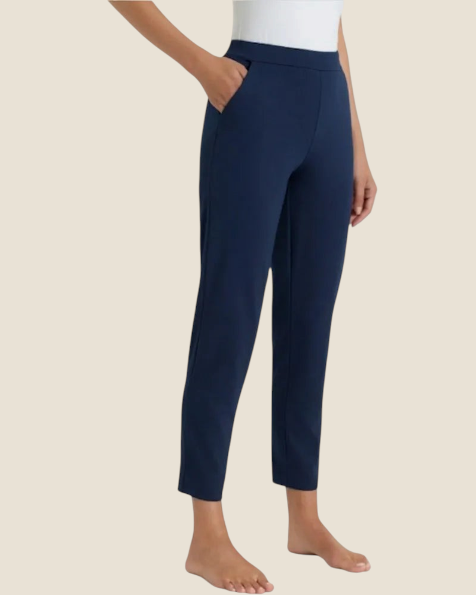 Pantalone a carota Madison Shop blu in jersey di cotone con vestibilità tapered e tasche alla francese