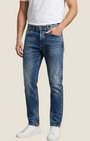 Jeans Madison Shop Over/D Luis a gamba dritta in denim blu con lavaggio medio ed effetto used su modello maschile